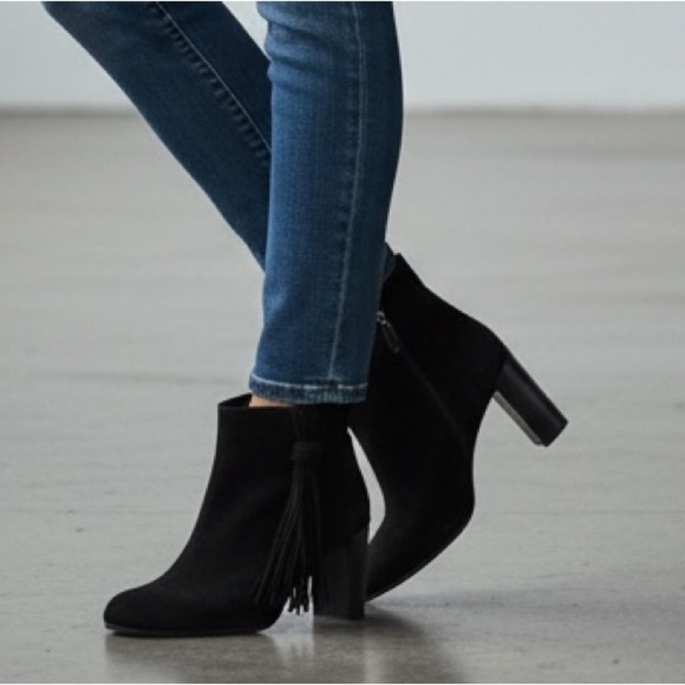 KAREN MIlLEN Black Tassle Suede Ankle Boots Size 39/8